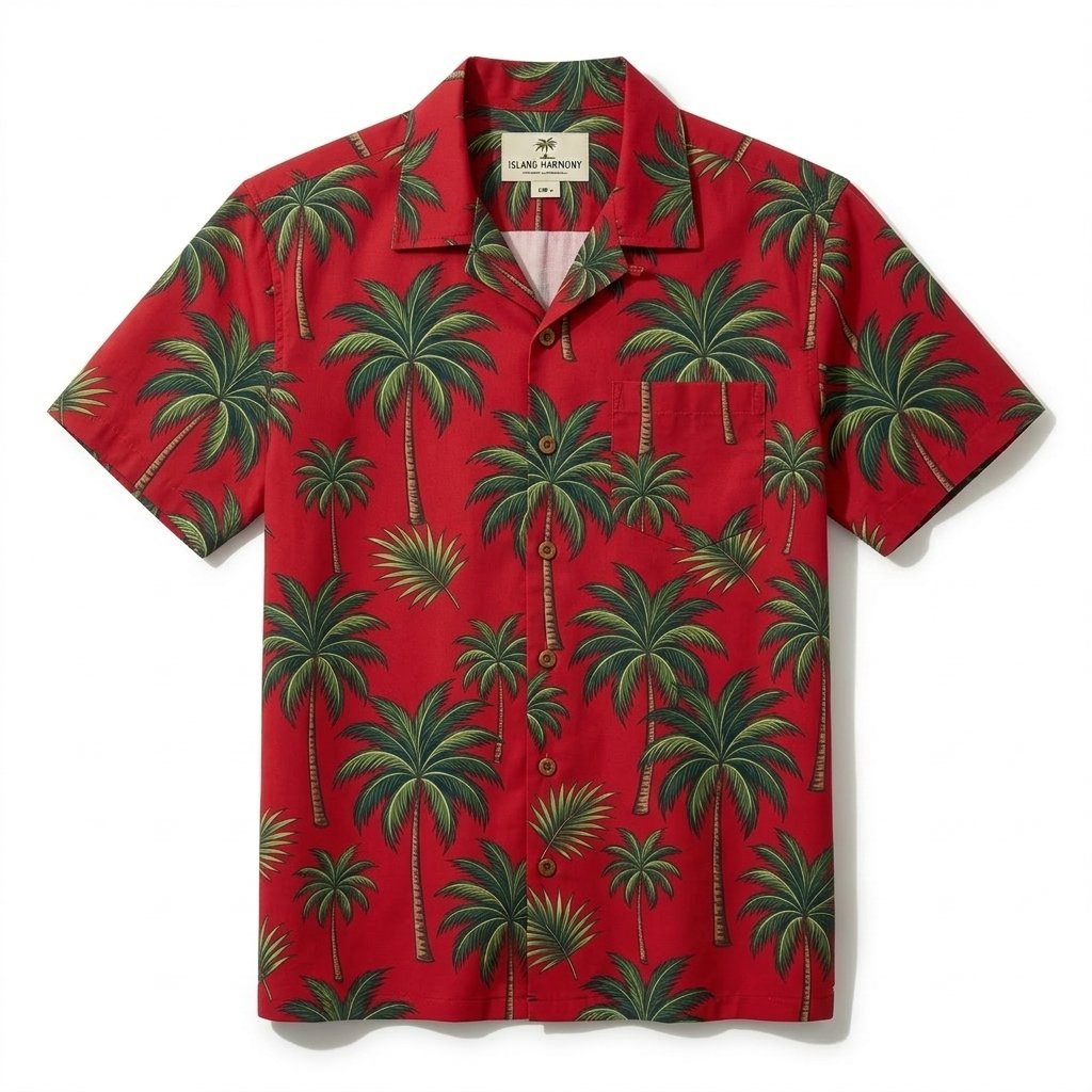 Hawaiiskjorta - Röda palmer XXL (testprodukt)